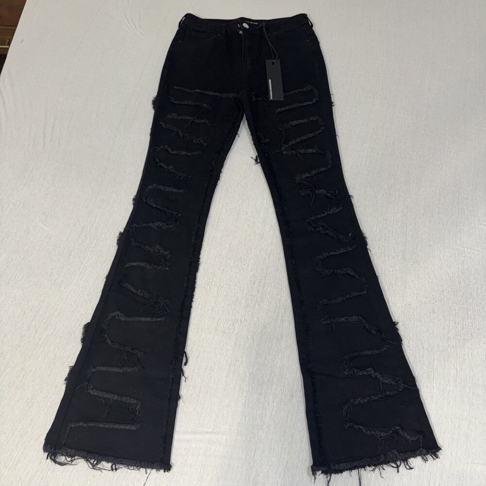 Rockstar Original Zariyah Flare Stacked Black Raw Hem Medium (28x34) NWT